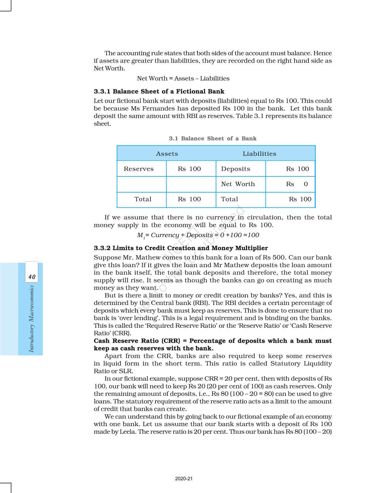 Money And Banking NCERT Book Of Class 12 Introductory Macroeconomics